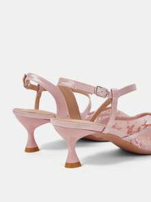 CUCCOO HITCHD 女士鞋履 女士法式裸粉色蕾丝尖头露跟鞋 小猫跟低鞋面 出席场合高跟鞋 - 粉色 - 查看 5