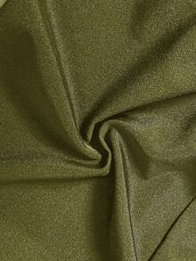 Slaydiva Mono de punto acanalado con cuello de halter, espalda descubierta y media cremallera, estilo minimalista básico y casual para mujer - A - Verde militar - Ver 9