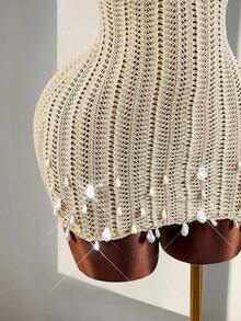 Amplova Đầm ngắn hở lưng kiểu corset hình vỏ sò dành cho nữ, gợi cảm và phá cách, thích hợp cho trang phục đi nghỉ mát. - màu nâu - Xem 8