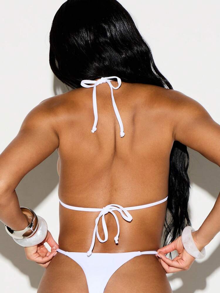 KIZN Bottom de bikini con botones decorativos, con estilo de corte triangular y cintura alta, para traje de baño de verano