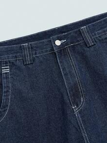 Modcrash Quần short denim nam Globe Swift thêu họa tiết, phong cách Emo, retro Mỹ, unisex, dáng rộng thoải mái, phù hợp cho trang phục mùa hè – Thích hợp cho mặc hàng ngày và kỳ nghỉ hè. - Rửa tối - Xem 5