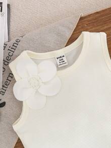 SHEIN Set Atasan Tanpa Lengan dan Celana Pendek Kasual Musim Panas untuk Bayi Perempuan - Hitam dan Putih - View 5