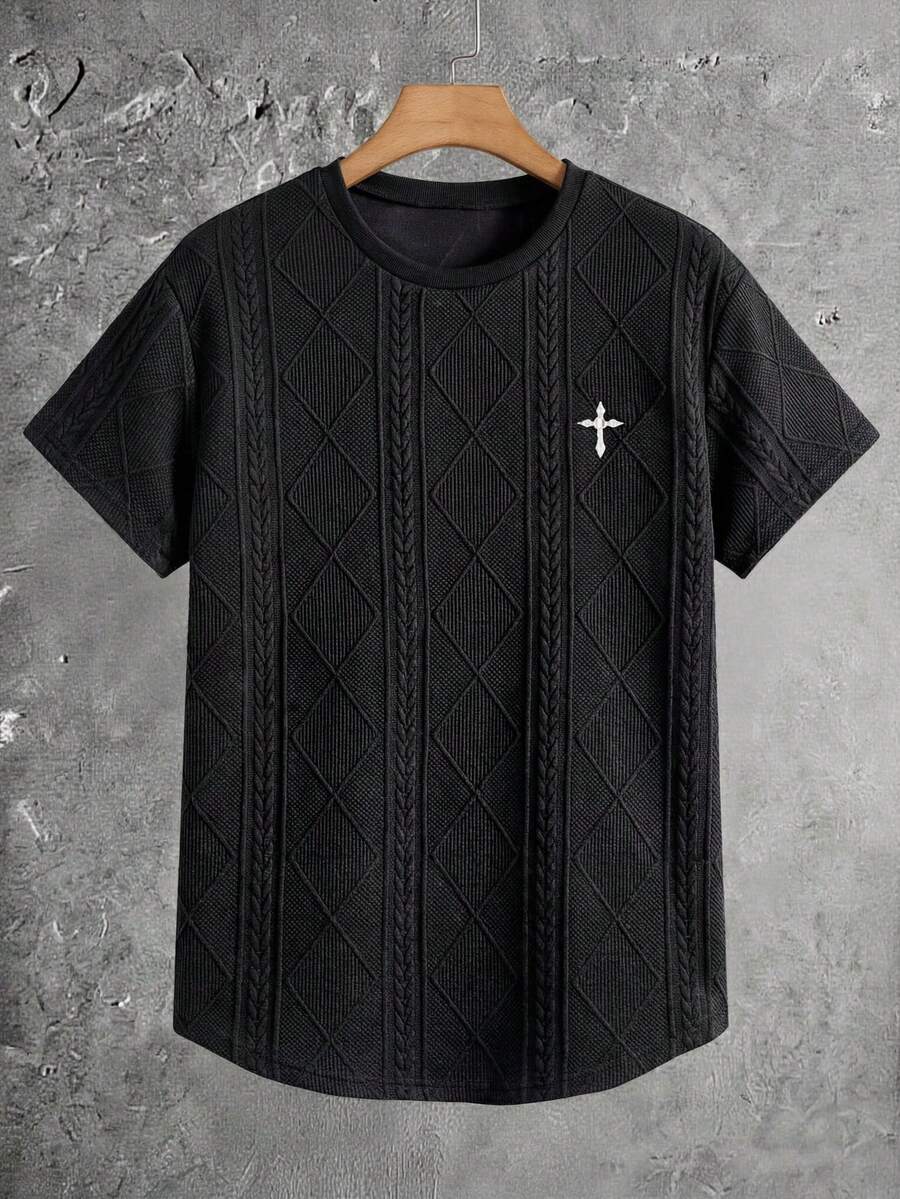 HIMLAND Men's Casual Commuter Elegant Embroidered T-Shirt