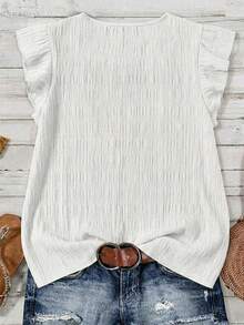EMERY ROSE Plus Size Casual White Shirt, Suitable For Summer - White - View 2