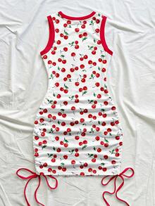 Soleia 大码樱桃印花休闲连衣裙，适合度假和派对穿着 - 彩色 - 查看 2