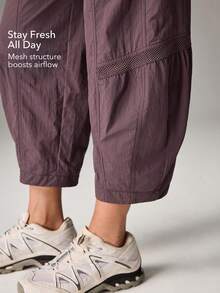 Women Sports Pants Camping Hiking Travel Water-Resistant Mesh Design Active Bottoms - Purple - View 3