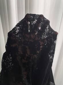 Easowa Áo kiểu nữ màu đen bằng vải chiffon phối ren tương phản, kiểu dáng thời trang phù hợp cho đi làm, dự tiệc nhỏ, mặc hàng ngày, mùa xuân/hè. - màu đen - Xem 8