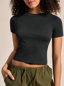 SHEIN Sports 3PCS Women's Outdoor Yoga Sports T-Shirt, Versatile Minimalist Round Neck Short Sleeve,Elastic Tight-Fitting Summer Athletic Hiking White - Multicolor - View 7