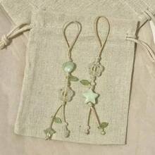 1Pc Pink/Green Crystal Jade Flower & Green Leaf Spring Limited Phone Lanyard, Versatile Bag Charm Keychain Camera CCD Decor, Sweet Floral Phone Strap For Daily Outfit Matching, Perfect Birthday Holiday Gift For Mother Family And Friends - Multicolor - View 10