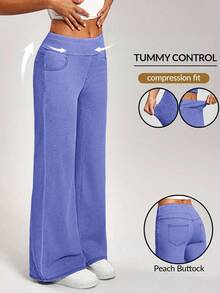 Flexra Quần jeans ống rộng thoải mái, đa năng dành cho nữ cỡ lớn, thích hợp mặc hàng ngày. - Màu tím hoa cà - Xem 1