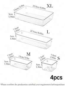 Set Of 4 Or 25 Transparent Plastic Drawer Storage Boxes - Cosmetic Organizer For Drawer Tops, Clear Vanity Storage Boxes, Elegant Storage Containers, Desk Drawer Dividers, And Storage Bins For Cosmetics, Jewelry, Kitchen, Bedroom, Bathroom, And Office Gadgets - Clear - View 8