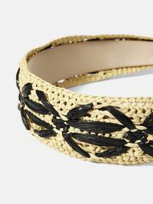 MOTF PREMIUM Băng đô thời trang bện màu vàng và đen bản rộng - Vàng đen - Xem 4