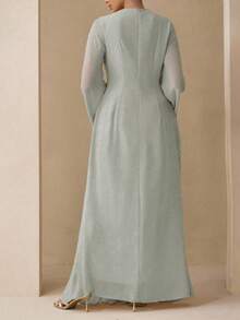 Modelyn Elegant Chiffon Pastel Color Dress, Suitable For Teachers, Back To School, Plus Size, Autumn - Green - View 2