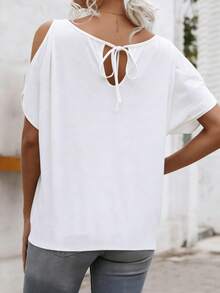 EMERY ROSE T-shirt grafica, t-shirt a spalla, top estivi da donna, taglie forti, stile retrò, comfort per tutto l'anno per abbigliamento casual e eventi sociali da donna - Bianco - Visualizzare 2