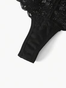 Bisouelle Bộ 3 chiếc quần lót ren gợi cảm, cạp thấp dành cho nữ. - màu đen - Xem 5