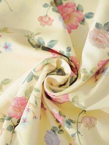 Trelyra 喇叭袖方领露背拉链腰部印花长裙，适合春、夏、秋、冬四季穿着，适合度假，优雅女士休闲连衣裙，百搭日常穿着、约会、通勤皆宜，蓝色印花连衣裙也适合办公室、派对、海滩等场合。 - 黃色 - 查看 6