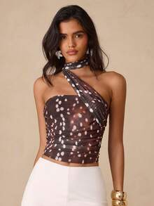 Glamine Women's Fashionable Full Print Halter Top, Summer - Multicolor - View 5