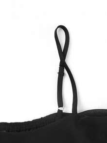 SHEIN CURVE+ 黑色大码女士休闲/工作/度假露肩双层荷叶边下摆衬衫 - 黑色 - 查看 6