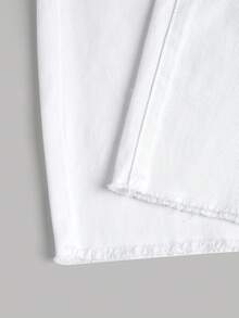 Selenza Quần jean denim nữ cỡ lớn có túi và cúc, kiểu dáng thường ngày, đa năng. - trắng - Xem 5