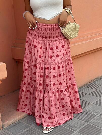 Weeklong Women's High Waist A-Line Printed Vacation Skirt, Bohemian Summer Skirt, Casual Date & Holiday Skirt, Fashionable Streetwear