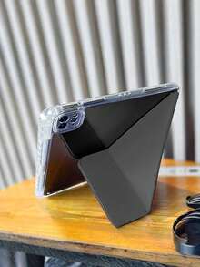 Ốp bảo vệ bằng acrylic trong suốt, tương thích với các dòng iPad Air 11 inch/13 inch M2/2025/M3, có chân đế gập hình chữ Y đa góc. Cũng tương thích với A16 thế hệ thứ 11/2024, Air 5, Air 4. Có khe cắm bút cảm ứng và hỗ trợ chức năng tự động bật/tắt màn hình - Màu đen. - màu đen - Xem 11