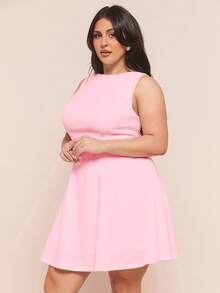 SHEIN BAE Đầm satin màu hồng thanh lịch dành cho nữ cỡ lớn, kiểu dáng bất đối xứng, khoét vai, buộc dây phía sau, thích hợp cho tiệc tùng, sự kiện cocktail, dịp trang trọng, hẹn hò lãng mạn, đám cưới/phù dâu/tiệc cocktail/tiệc chiêu đãi/Ngày của Mẹ/Quà tặng Ngày của Mẹ, đầm tốt nghiệp, đầm sinh nhật cho nữ. - Hồng - Xem 7