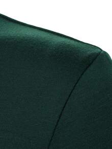 Calvornis Men's Plaid Patchwork Button Half Placket Polo Shirt, Suitable For Work And Home, Formal - Green - View 5