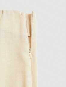 GlowEve New Women's Woven Belt With Ribbon Design, Wide Leg Style, Elegant & Casual Daily Wear Pants For Spring/Autumn - Apricot - View 5