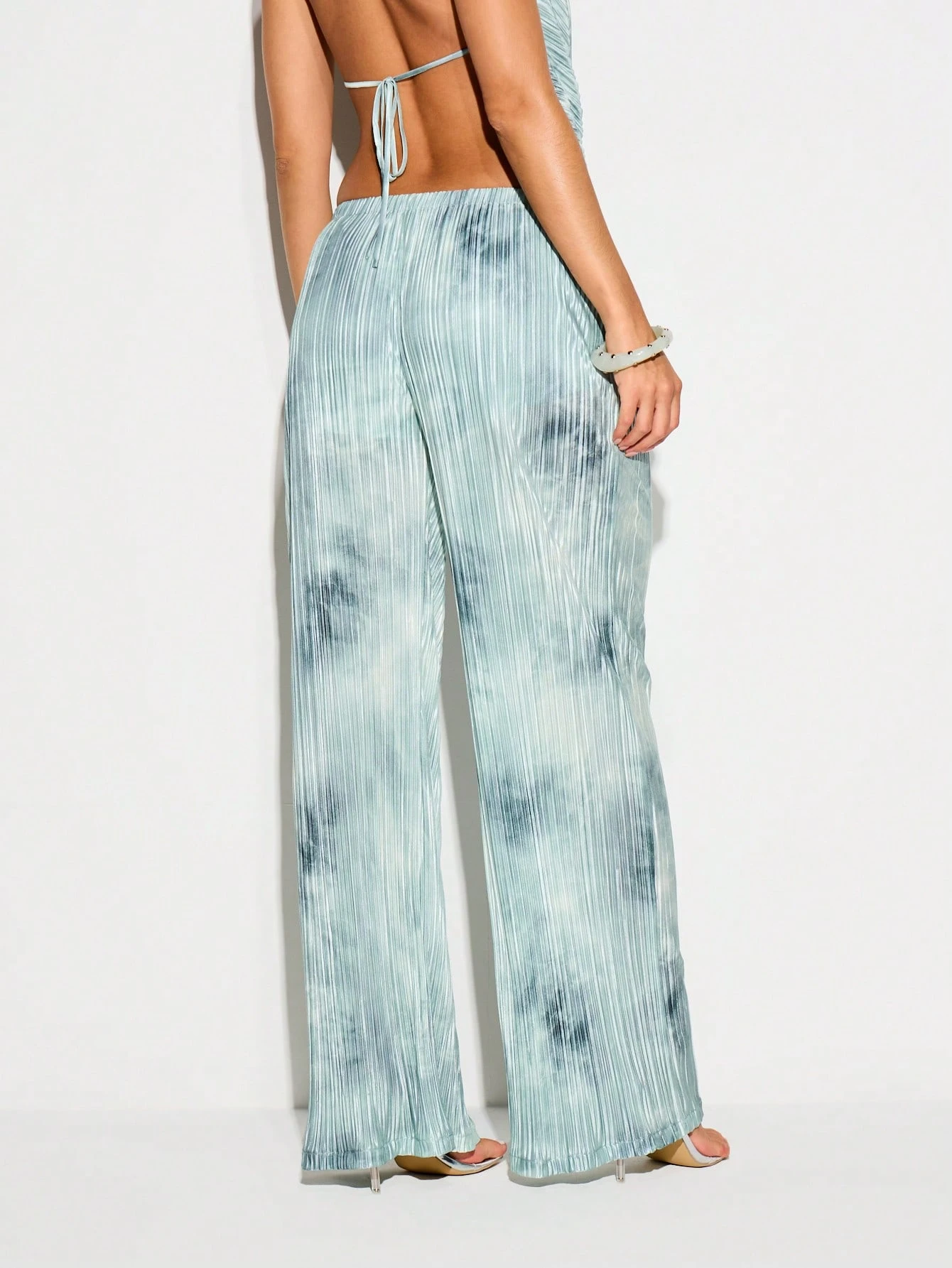 KIZN Pantalon plissé taille haute à jambes larges