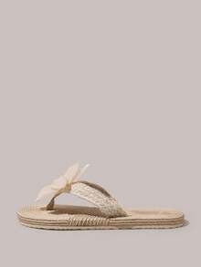 Styleloop Women's Flat Sandals, Summer Open-Toed Hemp Rope Woven Sandals, Rhinestone Shiny Bohemian Vacation Shoes, Roman Beach Sandals, Slippers Outside, Vacation Atmosphere, Summer Wear, Travel Essentials Summer Shoes - Khaki + White Sunflower - View 5