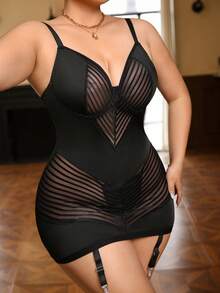 Seduluxe 2pcs Plus Size Lingerie Set With Underwire - Black - View 3