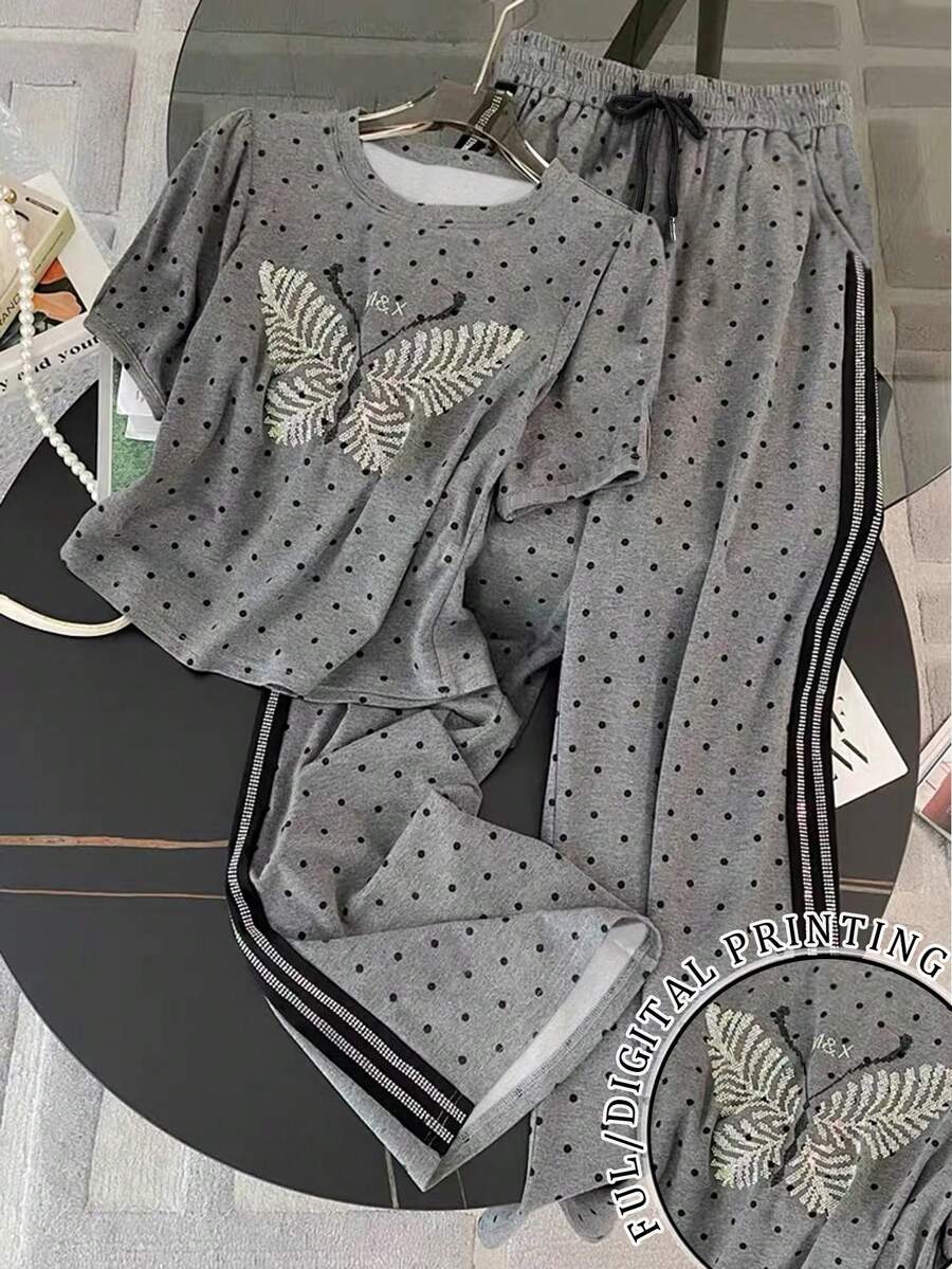 Franclia Bộ đồ nữ mới về bán chạy gồm áo tay phồng và quần ống rộng có túi, gồm 2 món. - Xám - Xem 1