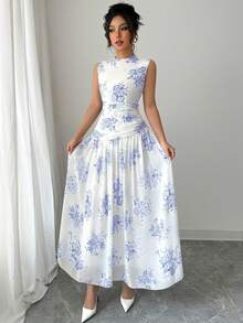 Modelyn Women's Elegant Commuter Sleeveless Dress - Blue - View 6