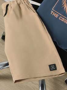 2pcs/Set Teenage Boys' Fashionable T-Shirt And Khaki Shorts Set, Soft Fabric, Comfortable, Suitable For Outing, Photo Shooting, Sports, School, Versatile Stylish Design - Dusty Blue - View 6