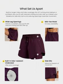 GLOWMODE Quần short VitalSwift Fast Moves 4.5 inch, nhẹ, nhanh khô, co giãn, khử mùi, xẻ tà bên hông, có túi khóa kéo, thích hợp cho tập luyện, tennis, chạy bộ, tập gym. - Bold Plum - Xem 2