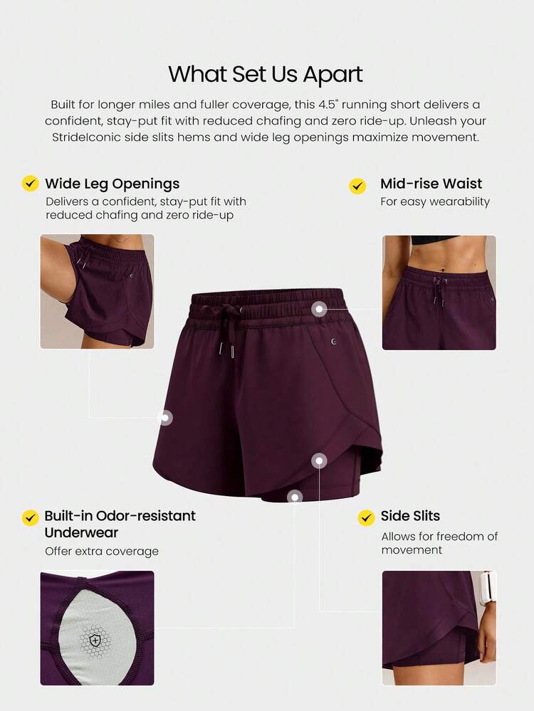 4.5" VitalSwift Fast Moves Lightweight Quick-Dry Stretchy Odor Control Side-Split Hem Zipper Pocket Shorts Training Tennis Running Workout Gym Wear