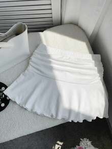 Comfortcana 91%纯棉女士百褶A字迷你裙，适合海滩度假，时尚、浪漫、优雅，也适合参加节日活动。 - 白色 - 查看 7