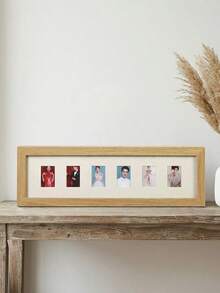 Haus Hana 1Pc Multi-Hole Photo Frame, Natural Wood Material, Long Strip Design With Multiple Slots, Holds 2-Inch ID Photos & Keepsakes, For Family Memory Display, Ideal For Home Wall Decoration And Souvenir Organization - multicolor - View 8