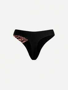 Bella Beso 5pcs/Pack Seamless Scallop Design Women Underwear, Comfortable Contrast Color Thong Panties, Leopard Print & Silk-Like Fabric, Suitable For All Seasons And Daily Wear - Multicolor - View 12