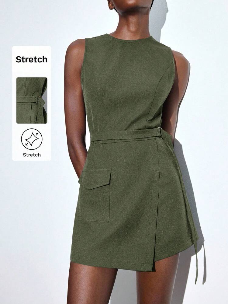 SHEIN Maija Women's Fashionable Elegant Solid Color Jumpsuit, Suitable For Urban Commute, Business Casual, Party, Holiday, Beach