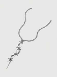 ROMWE Grunge Punk 1pc Fashionable Punk Style Rivet Decor Stainless Steel Long Necklace, Casual Street Wear - Multicolor - View 2
