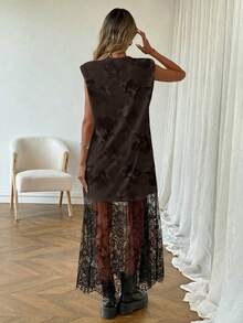 SHEIN LUNE Đầm maxi không tay nữ kiểu vintage in hoa phối ren, thích hợp mặc hàng ngày, đi làm, thời trang đa năng, mùa xuân và mùa hè. Chiếc đầm này phù hợp cho kỳ nghỉ xuân và mùa hè, với nhiều kiểu dáng như đầm maxi thường ngày, đầm đi chơi và đầm hè. Màu đen phù hợp để mặc hàng ngày, đi làm và mặc mùa hè. - Nhiều màu - Xem 2