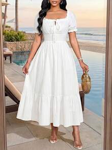 SHEIN Lady Váy đầm dự tiệc cho nữ, váy đi nghỉ mát. - trắng - Xem 1