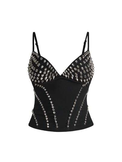 ROMWE Grunge Punk Plus Size Punk Style Rivet Decor Camisole