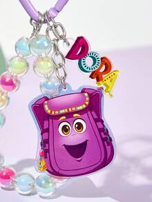 DORA | SHEIN 可爱卡通图案亚克力钥匙扣，彩色珠子包包挂饰，吊坠，纪念品，收藏品，礼品，钱包，书包，背包，汽车配件 - 彩色 - 查看 4