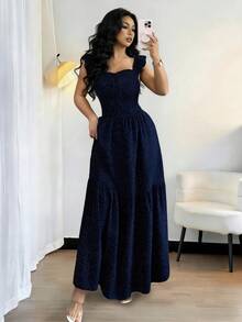 Rafferiza Đầm chấm bi nữ kiểu dáng thường ngày, thích hợp cho mùa hè. - Màu xanh hải quân - Xem 5