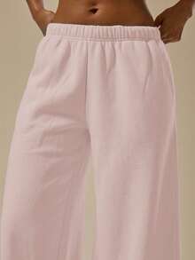 MUSERA ESSENTIALS Oversized Wide Leg Drawstring Joggers Casual Everyday Relaxed Basic Sweat Holiday Summer - Baby Pink - View 4
