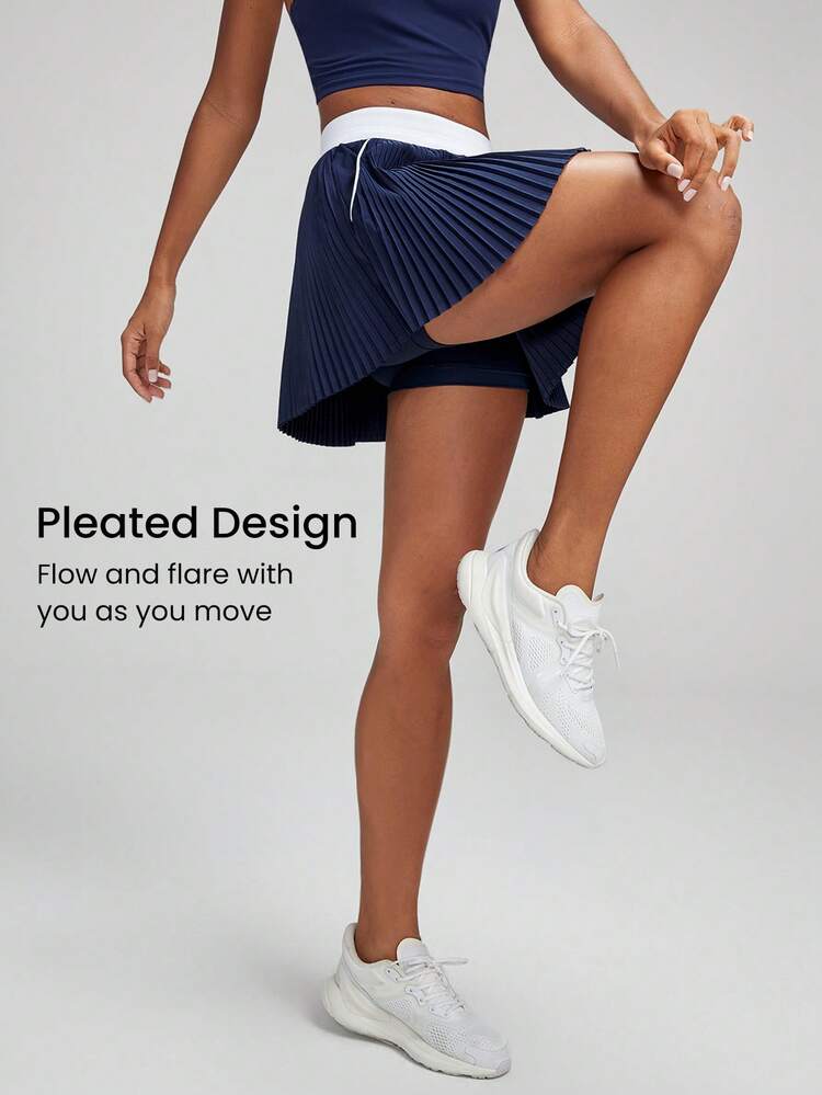 Pleated Pocket Mini Skirt With Built-In Shorts Light Support Tennis Golf Gym Summer Quick Dry Moisture Wicking
