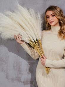 100/50/30/20/10/3/1 Faux Pampas Grass, Pompas, Pampas Grass, Pampas Grass For Floor Vase, Pampas Grass Decor For Vase Fillers, Boho Rustic Farmhouse Home Decor,Wedding Party Decor, Valentine's Day, Gift Gifts Birthday Graduation,Fall Decor,Autumn(97cm Is Suitable For Floor Vases, 55cm Is Suitable For Tabletop Vases.) - Beige - View 7