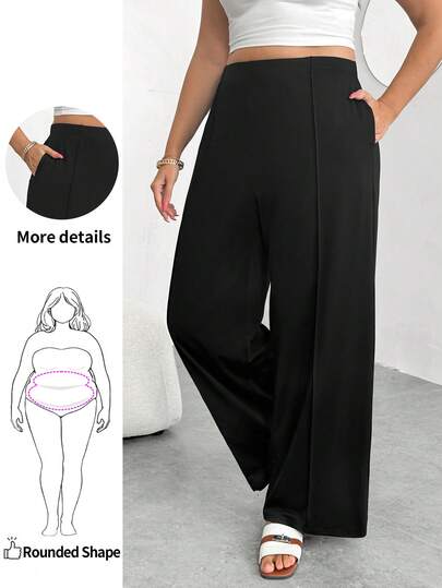 Enliva Pantalones rectos de oficina de unicolor y talla grande para mujeres, adecuados para la temporada de graduación, la temporada de regreso a clases y los atuendos de otoño e invierno de los maestros. Alta elasticidad, compatible con tipos de Body en forma de manzana.